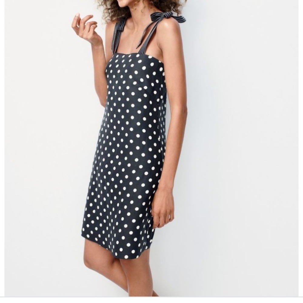 J Crew Tie-Strap dress in polka dot